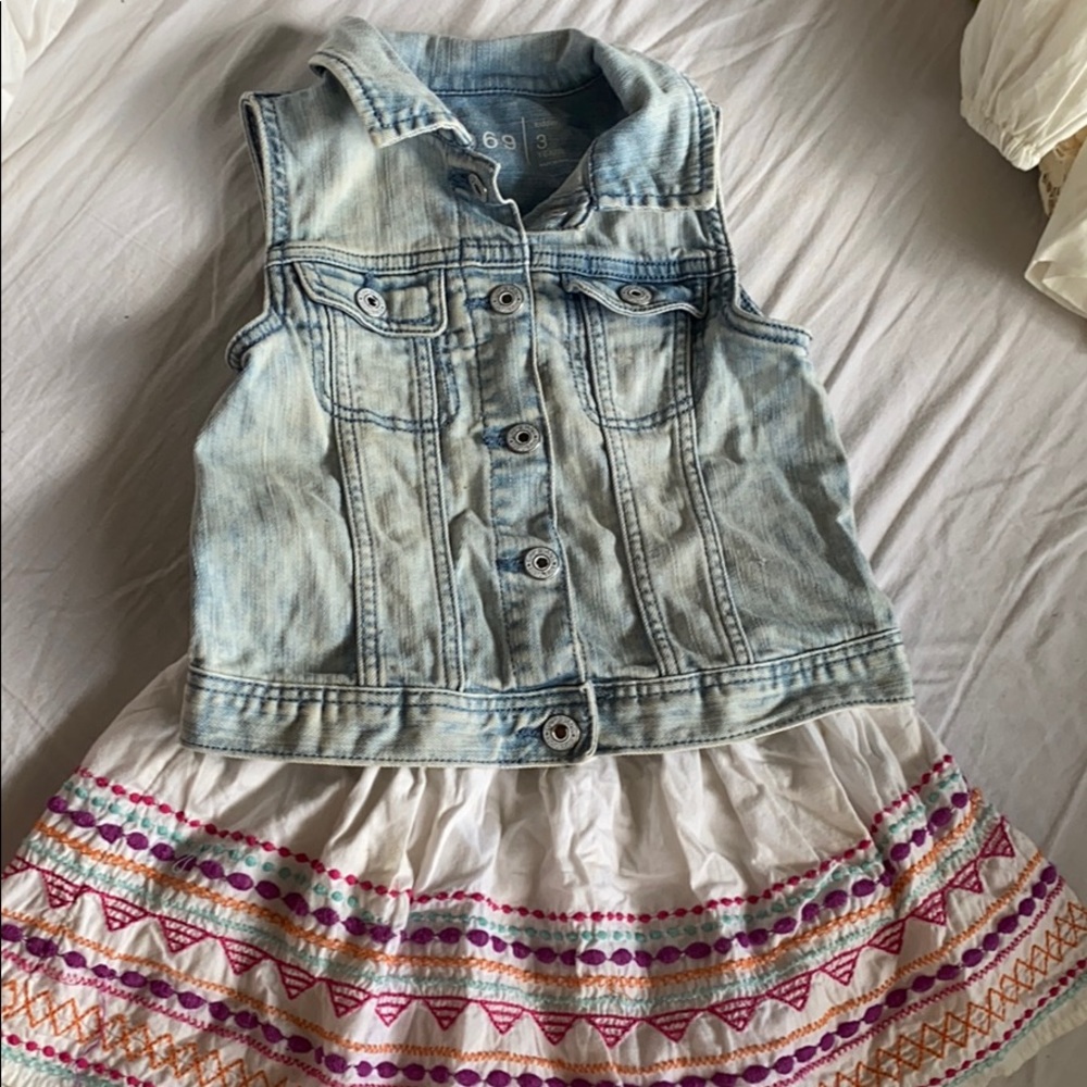 Baby Gap Skirt and Denim Vest Outfit 3T
